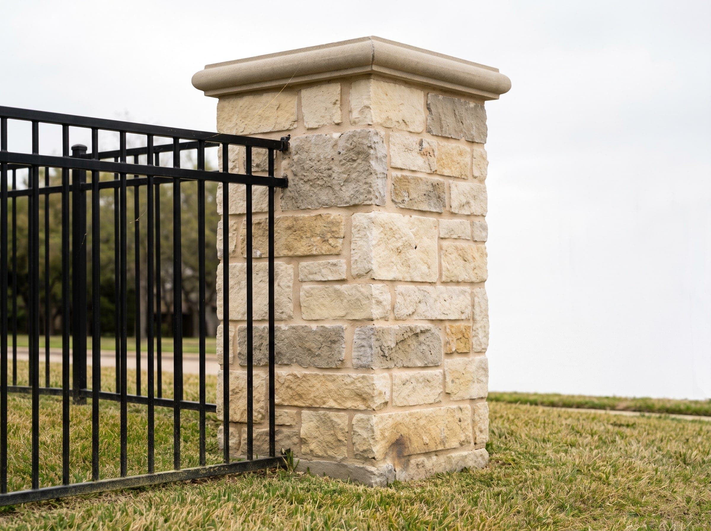 Entry monuments and masonry columns built by Johnson Services Company in Texas