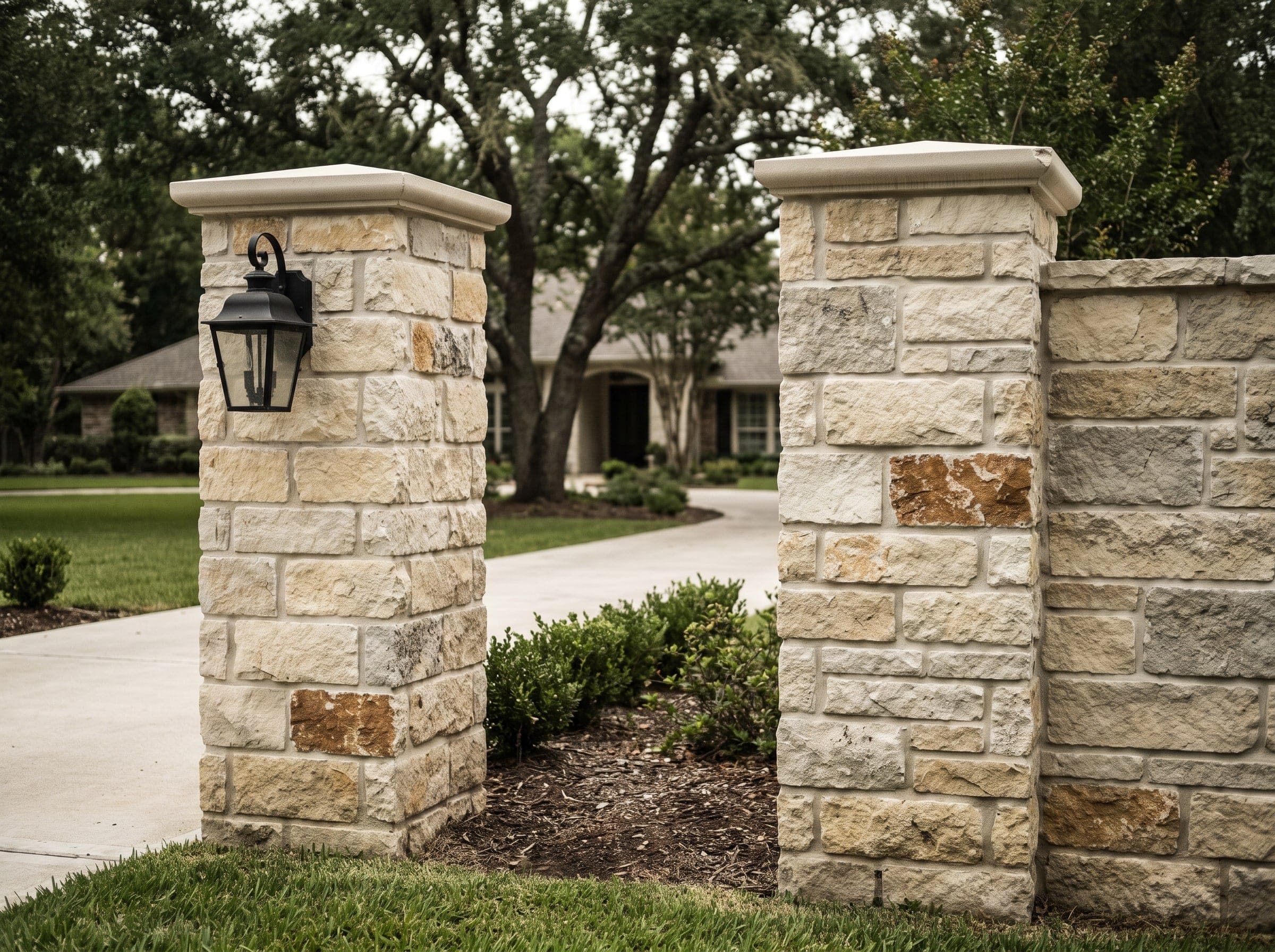 Brick and Stone Fences installed by Johnson Services Company in Texas