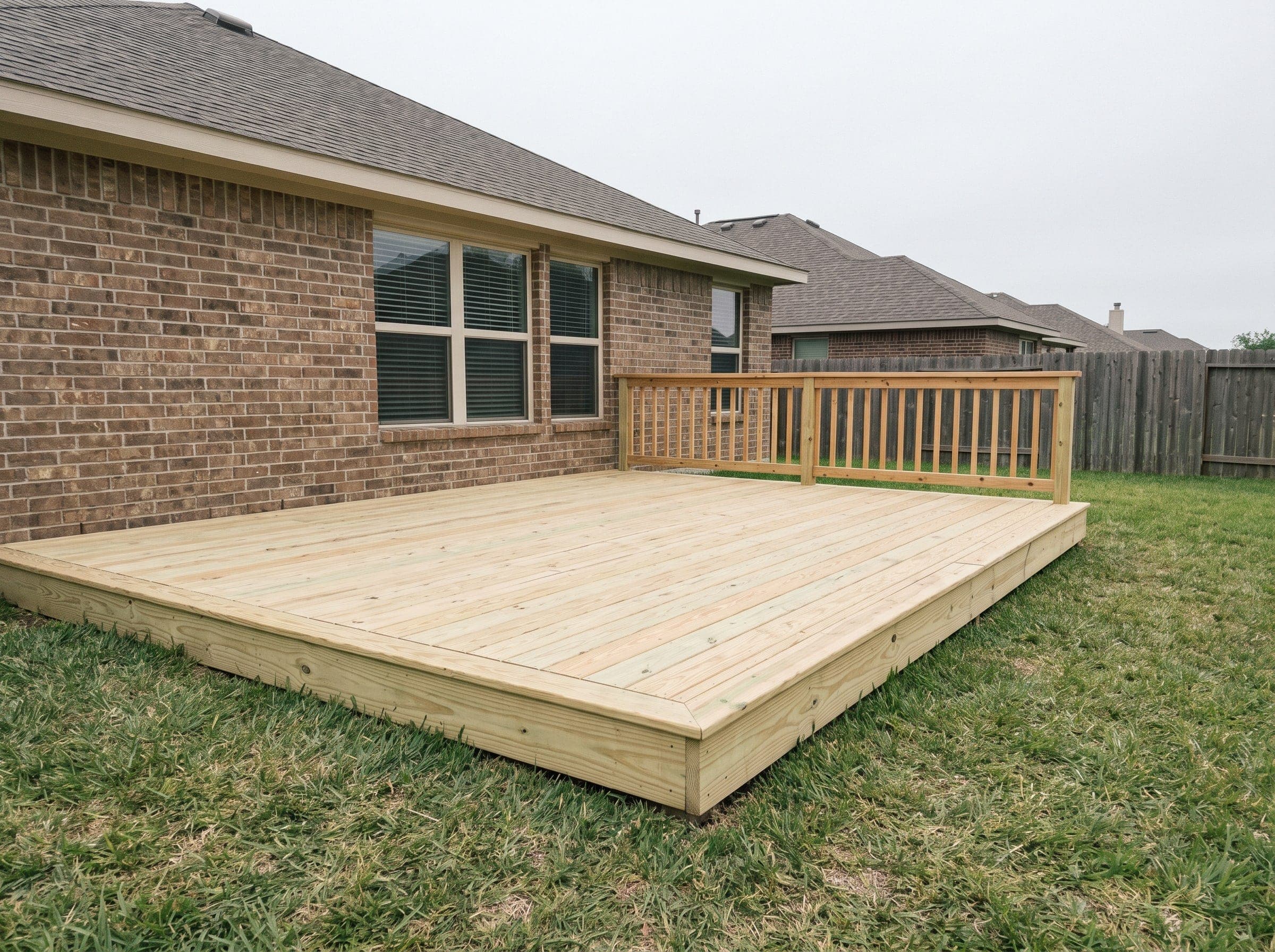 Pressure-treated pine deck built by Johnson Services Company in Texas