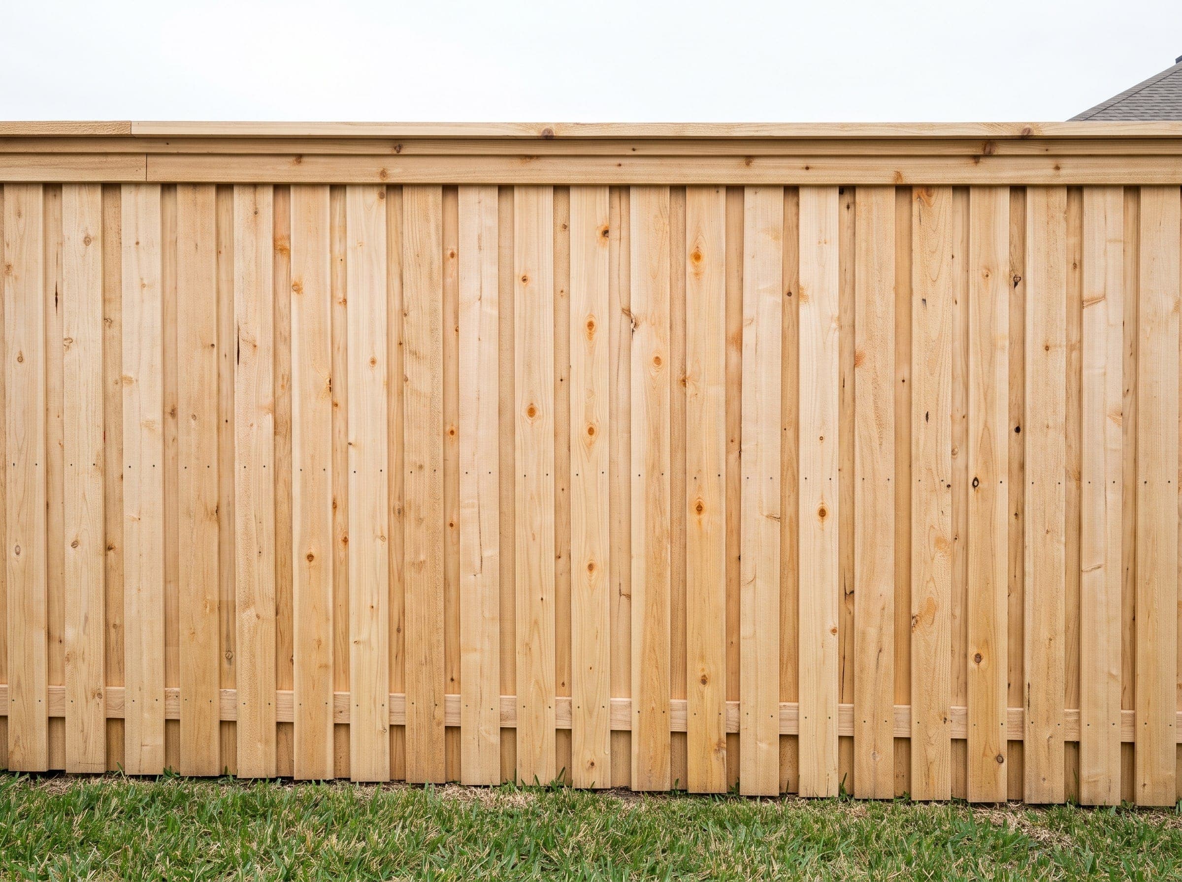 A cedar fence installed on a Texas property.