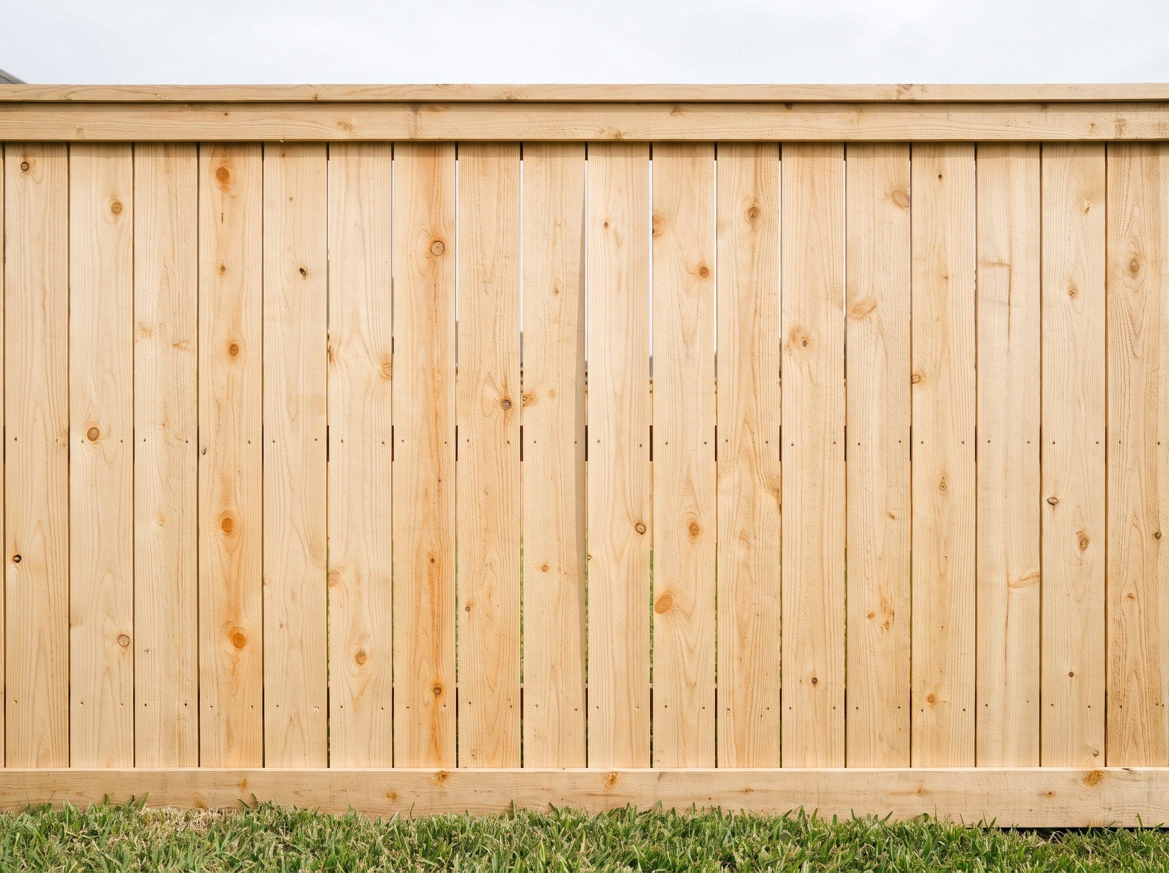 A six-foot cedar privacy fence with solid pickets and no gaps