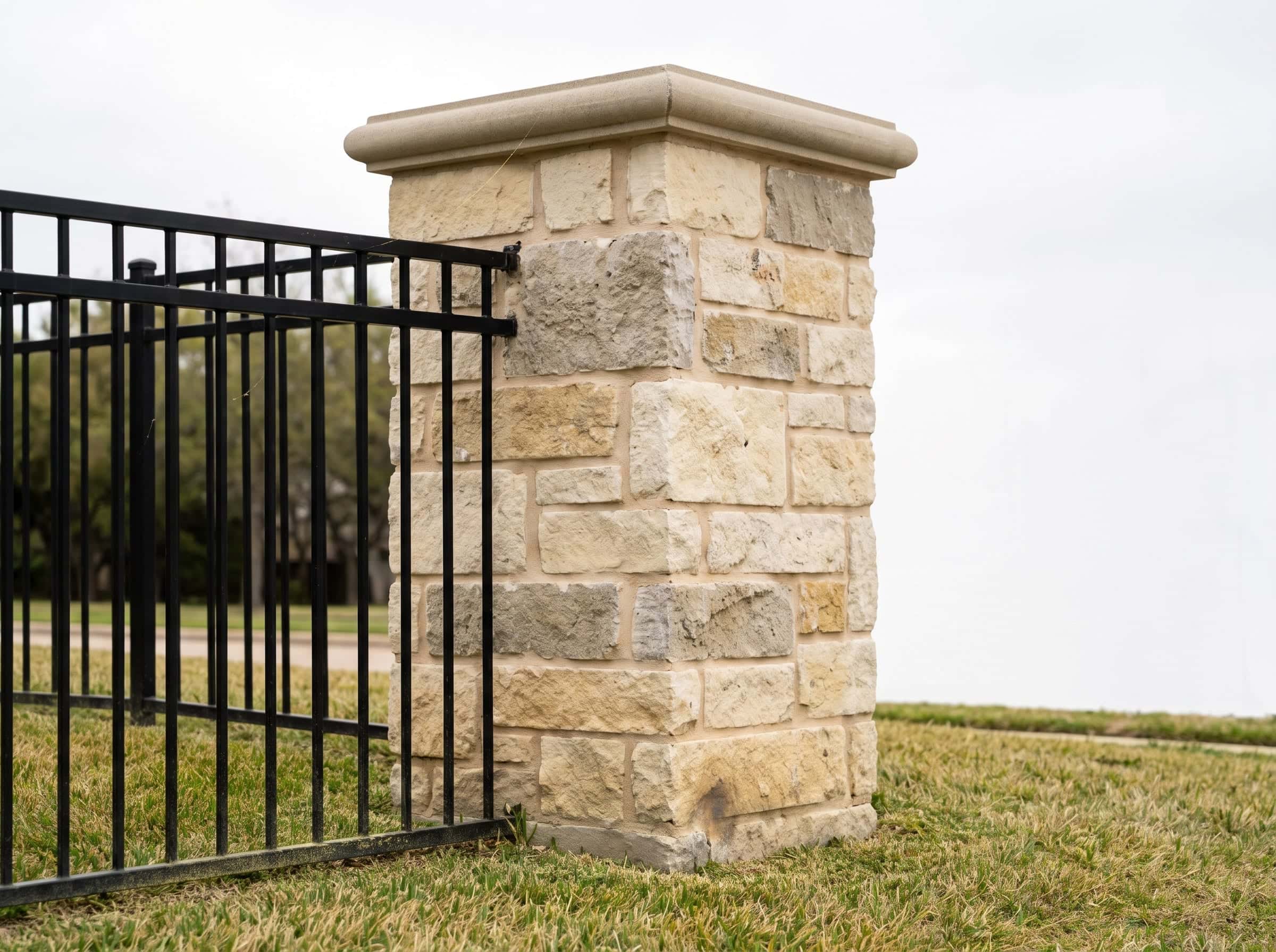 A stone columns installed on a Texas property.