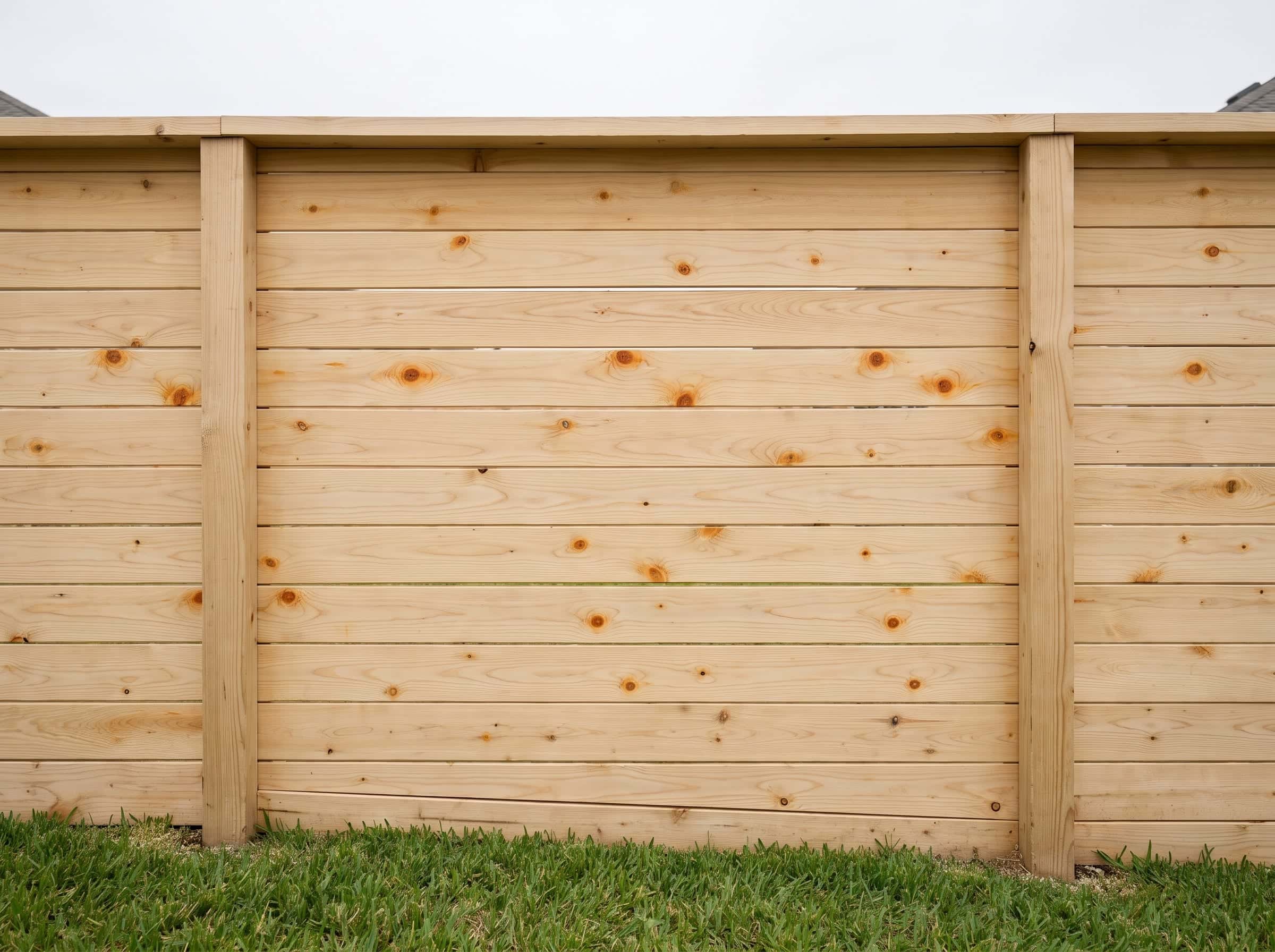 A horizontal fence installed on a Texas property.